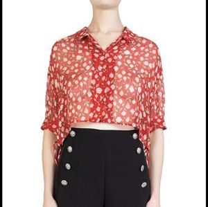 The Kooples cropped side lace blouse